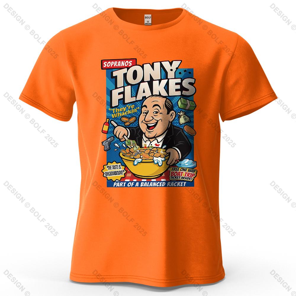 Футболка мужская с принтом Sopranos TONY FLAKES 100% хлопок оверсайз юмористические яркие графические футболки для женщин топы футболки уличная одежда