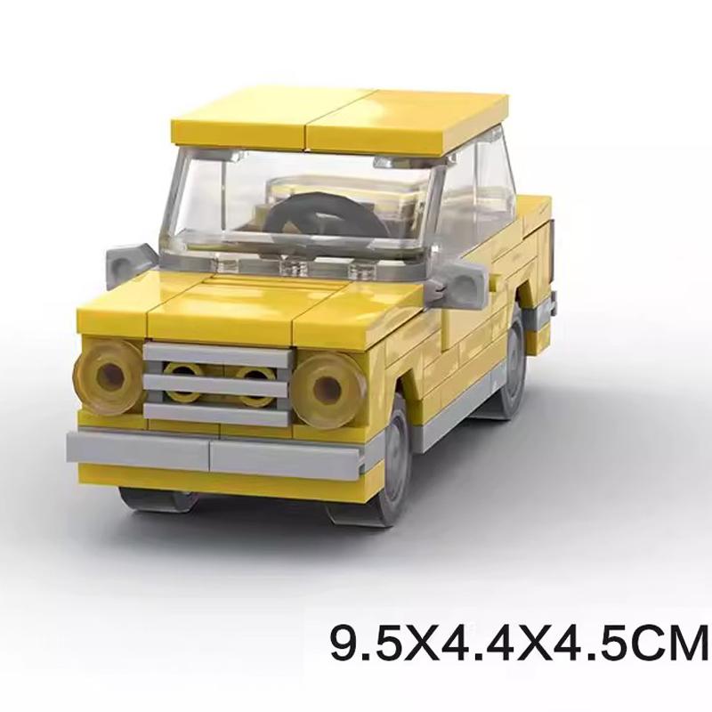 MOC City Mini Car Tractor Snowmobile Camper Van Fiated Taxi Truck Head Speed Vehicles Sets Building Blocks Toys Christmas Gift