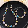New European Women Jewelry Set, Colorful Cubic Zirconia Bracelet & Necklace, High-end Fashion Matching Ornaments