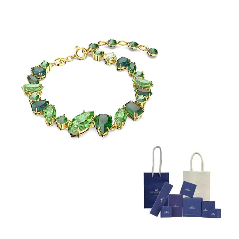 Swarovski Gema Crystal-embellished Bracelet F ( Fits All)-Original Brand Box And Bag зелёный