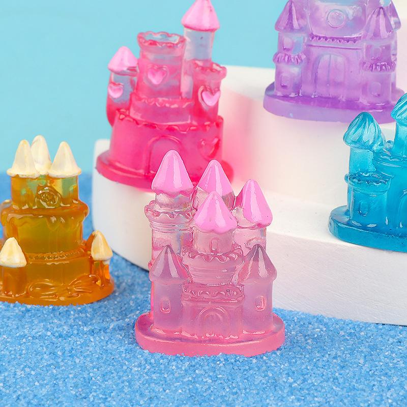 Glow-In-The-Dark Decoration Cartoon Castle Micro Landscape Car Decoration Star Princess Castle Diy Resin Accessories
