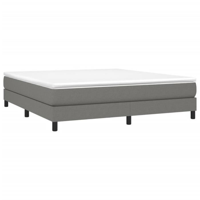 3144094 vidaXL Lit à sommier tapissier avec matelas Gris foncé 180x200cm Tissu