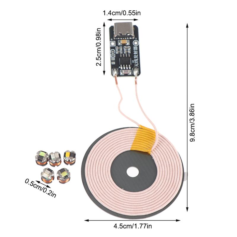 TYPE-C 5V Kabelloses Stromversorgungs-Sender-Spulensystem für LED-Induktionsladung DIY-Wissenschaftsprojekt