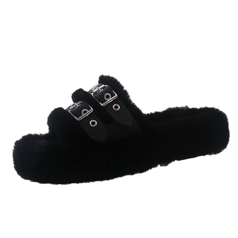 

Модные новые зимние женские тапочки с круглым носком, однотонные, 2024, горячая распродажа, теплые плюшевые тапочки на толстой подошве, повседневные женские тапочки на среднем каблуке 40 чёрный