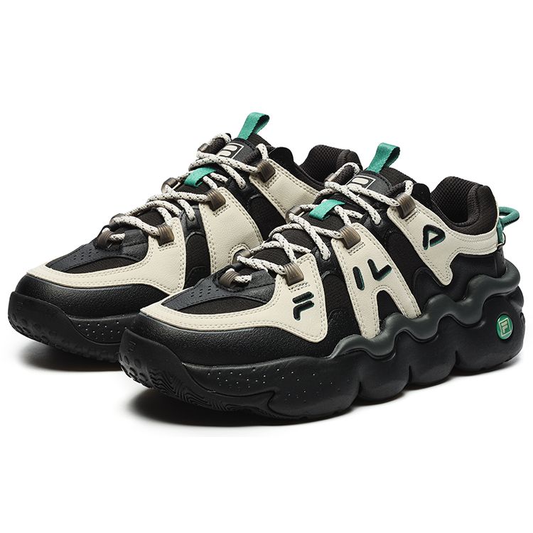 FILA Panini Comfortable Versatile Shock Absorbing Durable Low-Top Retro Basketball Shoes Men sneaker Black Oatmeal F12M242605FBO