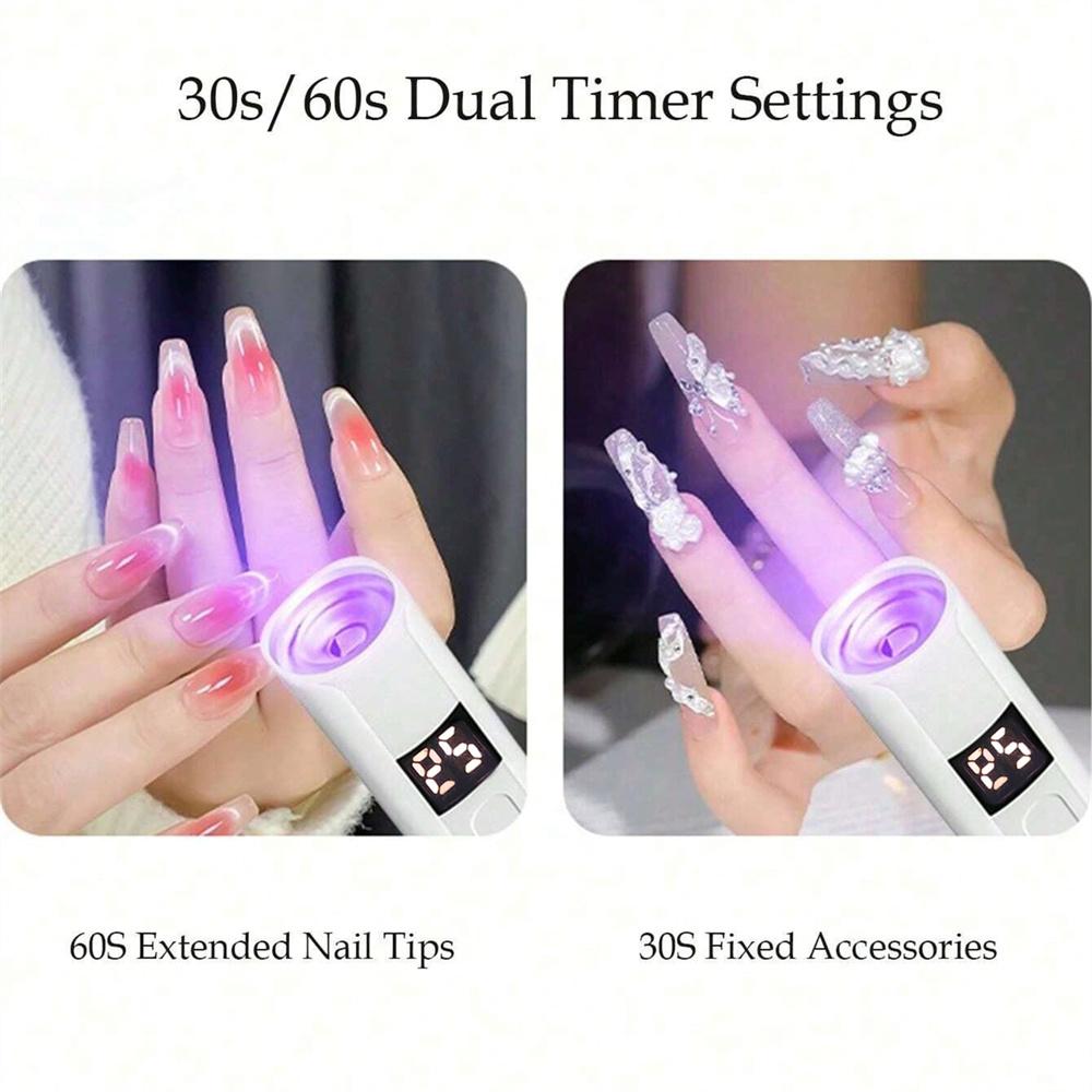 1/2pcs Handheld UV Nail Lamp Portable LED Nail Light with Digital Timer Quick Curing Nail Polish Dryer Gel Baking Lamp for Home