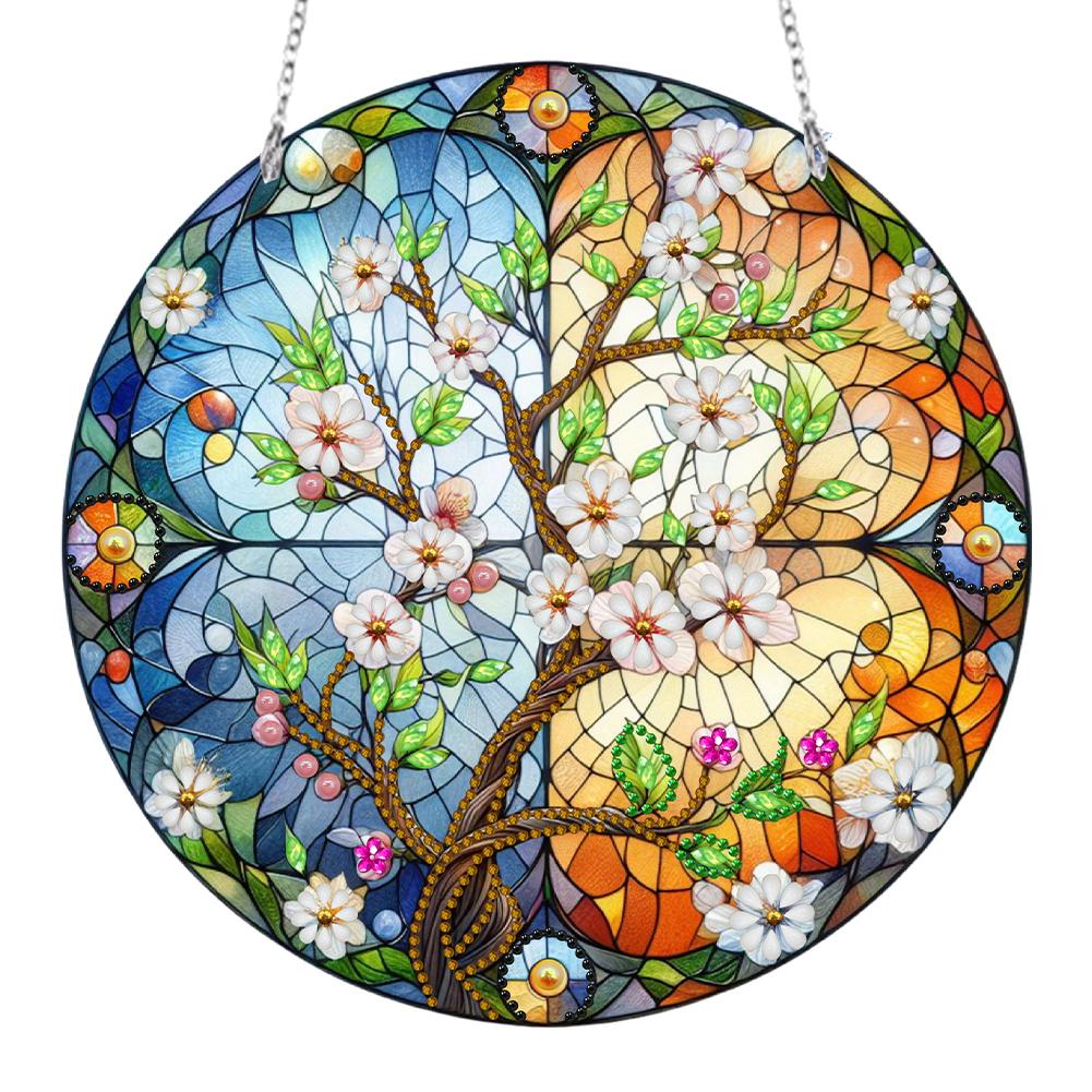 DIY Diamond Painting Suncatcher Art Pendant Colorful Diamond Drawing Hanging Ornament Crystal Painting Ornaments for  Home Decor