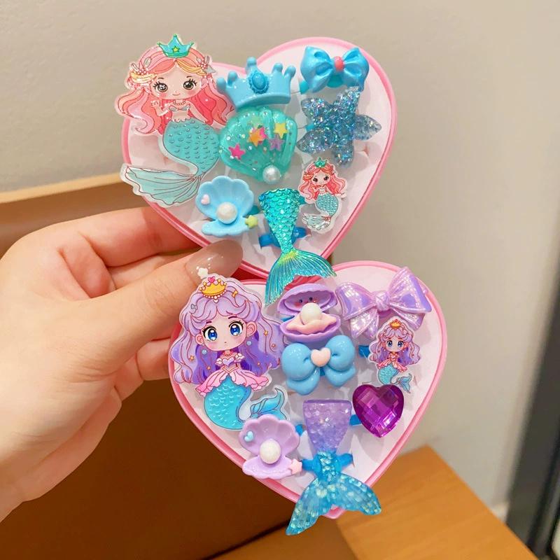 

16 шт. Мультяшное кольцо для детей-русалок, игрушка, шкатулка для украшений «Любовь» для детского сада, милый подарок на день рождения для маленькой девочки-принцессы