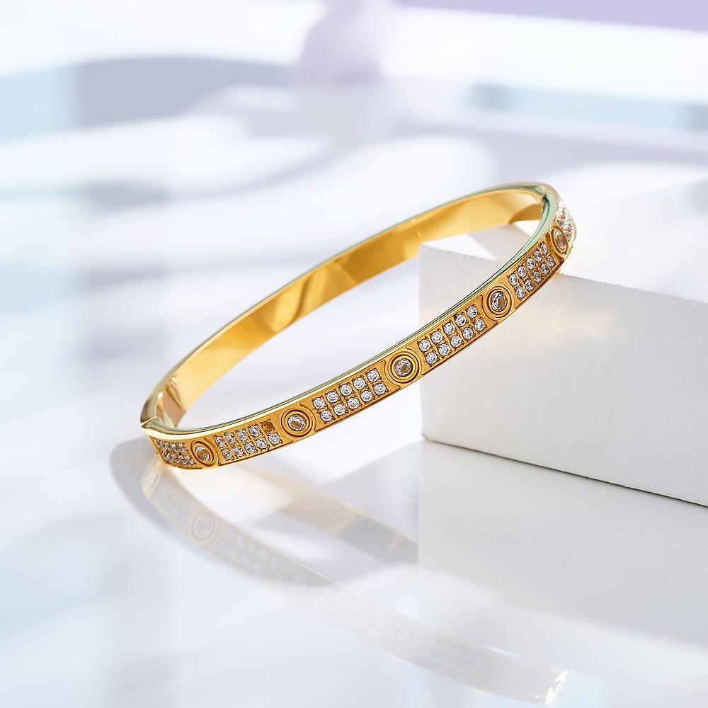 Ins Wind Gypsy Star Bracelet Two Rows of Diamonds Slightly Inlaid with Diamonds Stainless Steel Bracelet Titanium Steel Jewelry Bracelet Women