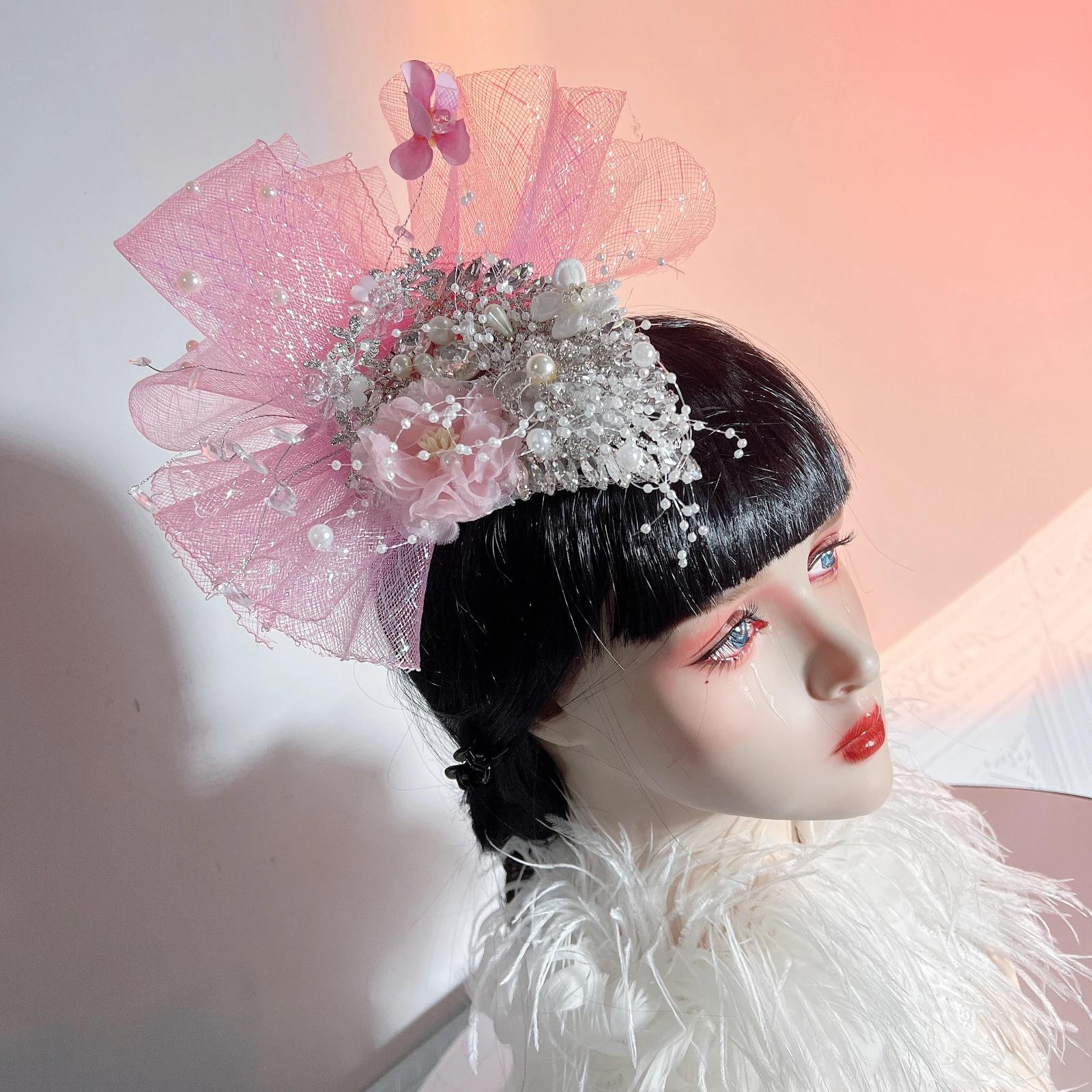 

Lolita Fairy Butterfly Halo Crown Headpiece Bridal Wreaths Flowers Headband Women Girl Mermaid Princess Elf Cosplay Headdress