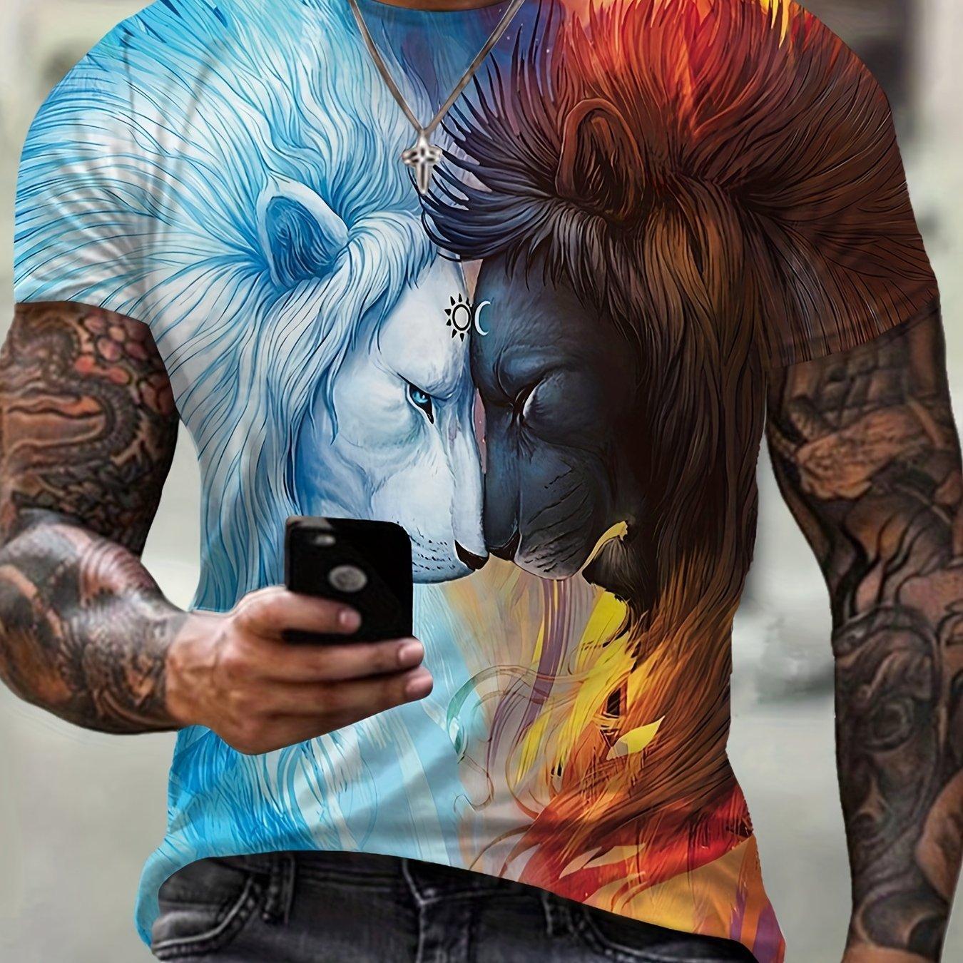 Новый анималистический рисунок льва цифровая печать уличный свитер мужской 3D принт — фото 4