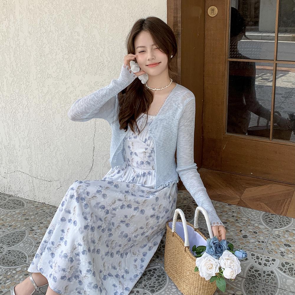 MIXMAX Casual Versatile Temperament Fashionable Age Reducing and Slimming Dress Two-Piece Set