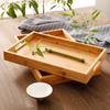 Wooden Round Serving Platter Tray Pizza Salad Plate Breakfast Food Fruits Bread Dessert Container Tea Mat Snacks Dish