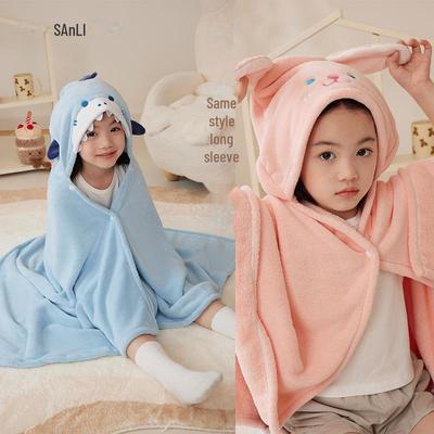 Set Accappatoio con Cappuccio Genitore-Figlio Sanli - Asciugamani in Pile di Corallo per Bambini e Adulti