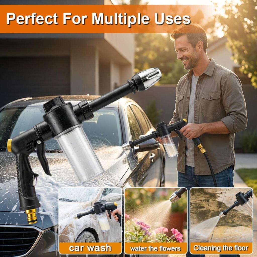 Portable High-pressure Car Washing Foam Gun with Long Handle, The Spraying Force Is Increased By 2 Times, Easy To Use, Car Washing, Watering, Cleaning