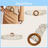 Linen Cotton Retro Belt Women Handmade Woven Waistband Round Wooden Buckle Dress