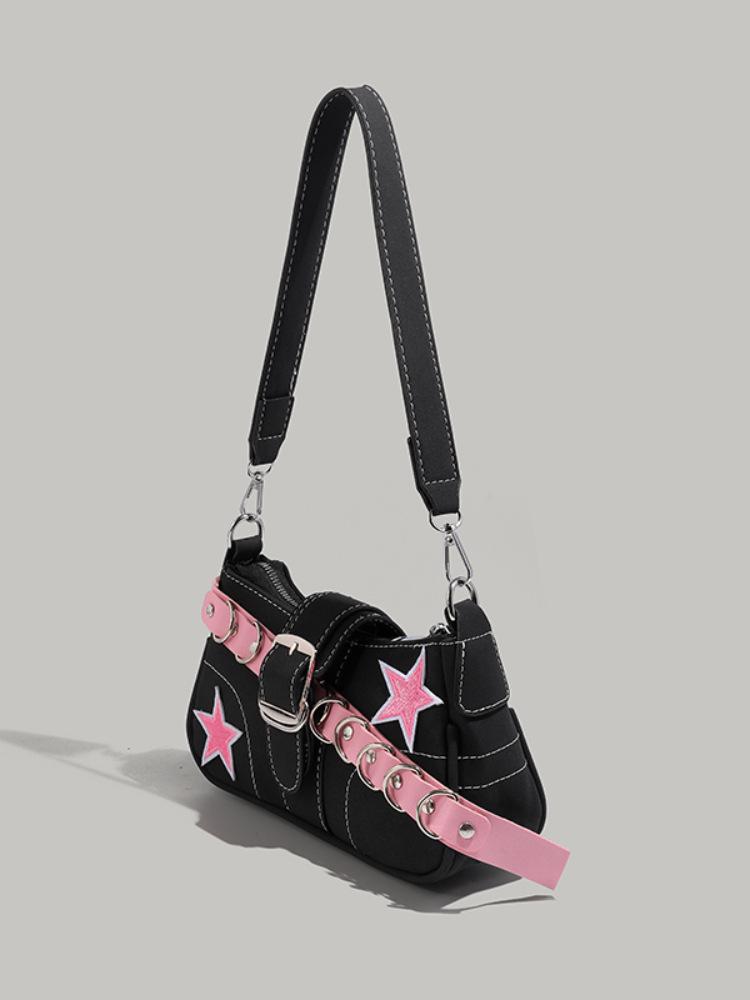 Niche Patchwork Star One-Shoulder Baguette Bag - 2025 Sweet & Spicy Underarm Handbag for Women