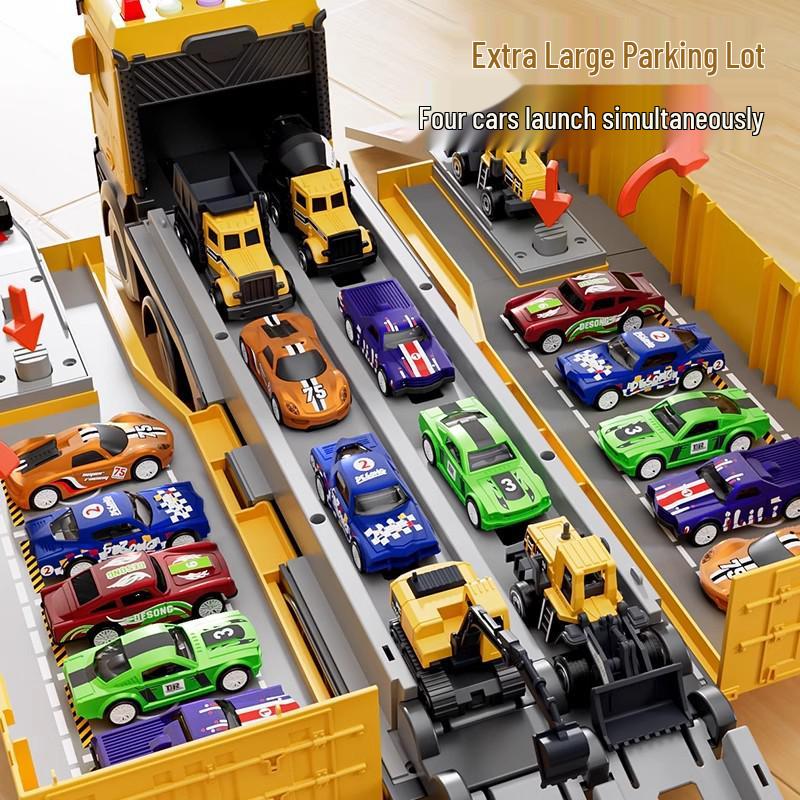 Children's Engineering Toy Set: Large Truck, Crane, Excavator, and Container Truck - Perfect Gift for Boys