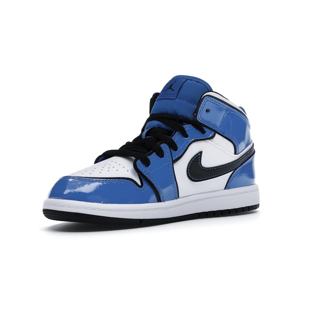 Dětské tenisky Air Jordan 1 Mid SE PS Signal Blue Bílé Černé BQ6932-402