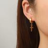 Unisex 18K Gold Plated Stainless Steel Punk Cross Earrings - European & American Fashion Style.
