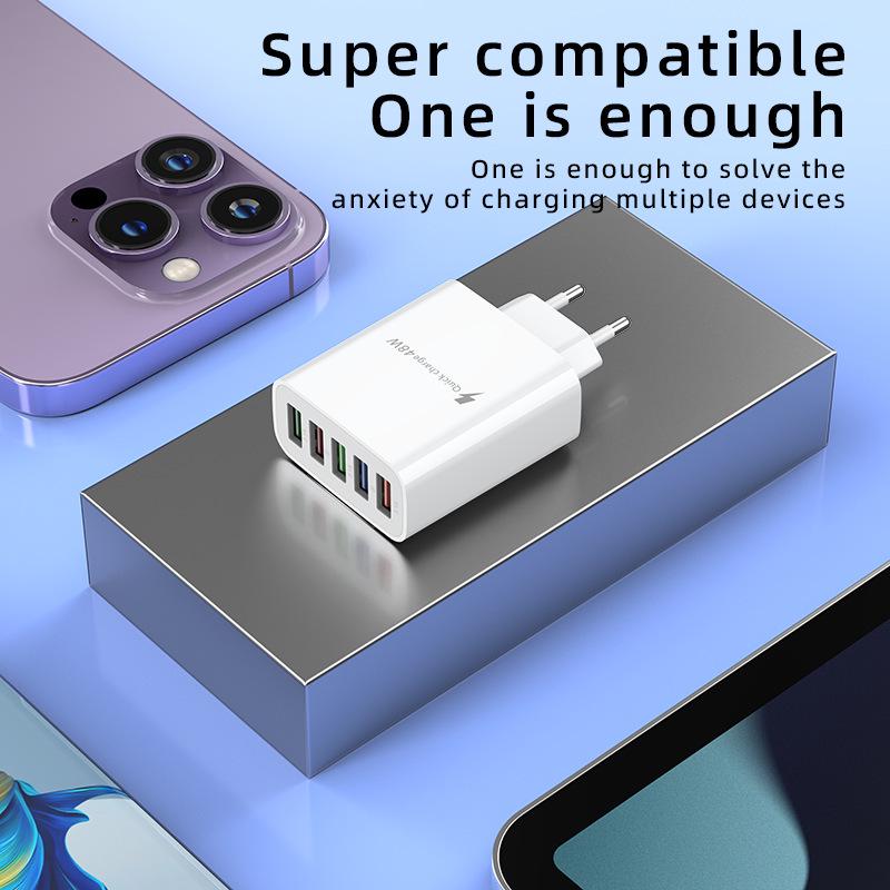 Universal Fast Charger: Multi-Port USB Adapter (5V/3A) with Europe/US/UK Compatibility