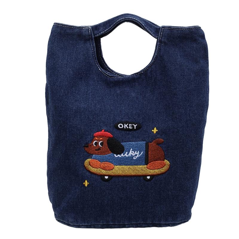 Dog Pattern Denim Bag Handbag Women's Large Capacity Shoulder Bag