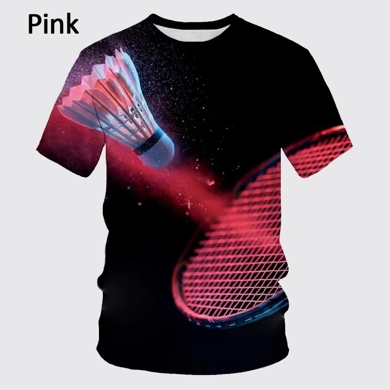 3D Print Badminton Sports T-shirt For Men Summer Short Sleeves Round Neck Funny