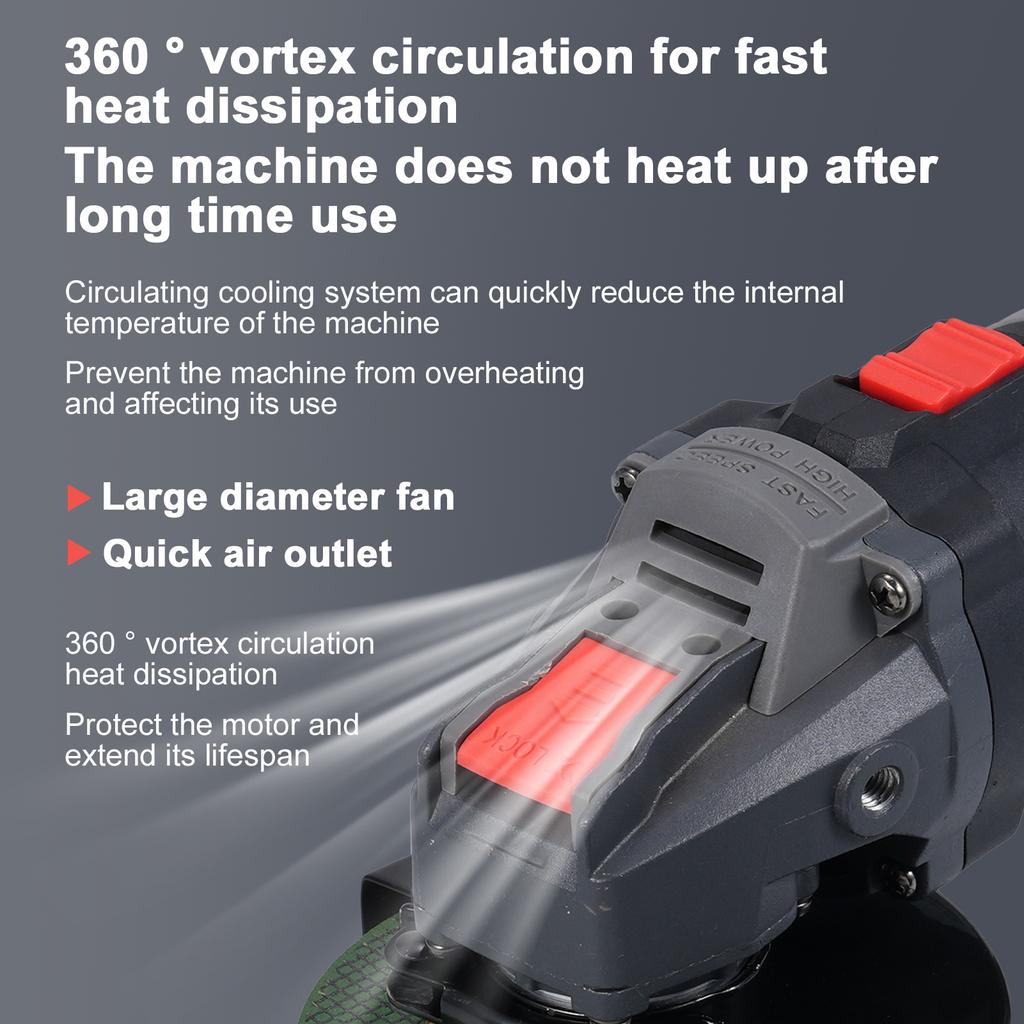 Cordless Angle Grinder 3 Speed Adjustment Electric Grinder Power Display Brushless Motor 21V 4000mah Battery for Cutting Polishing Grinding Metal and