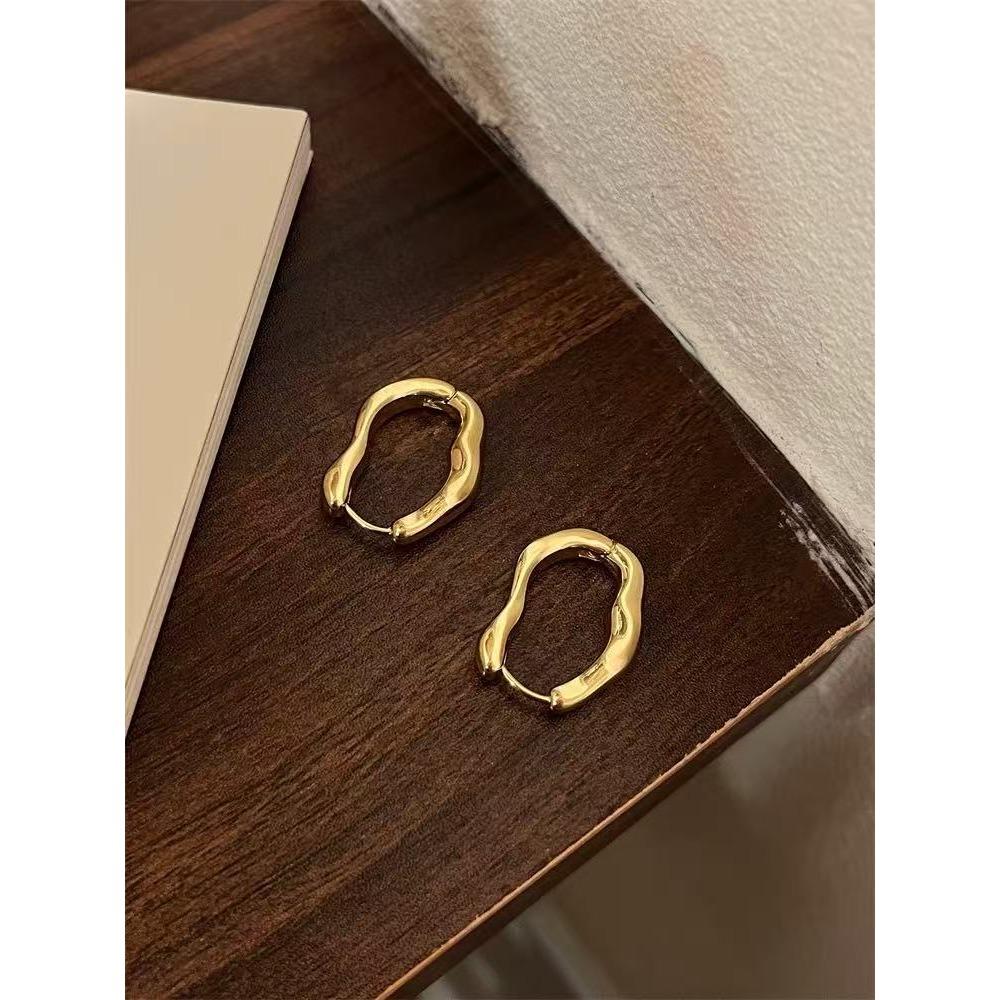 Korean Metallic Simple Geometric Earring for Women 2025 Fashion New in High-end Unique Hoop Earrings Simple Girl Accessories