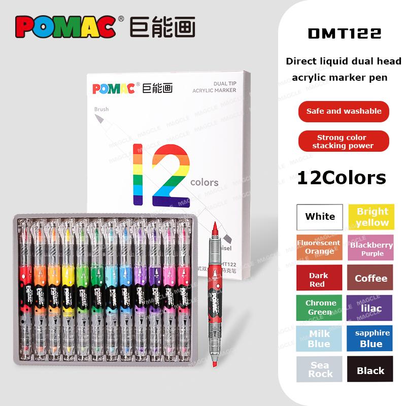 Snowhite Pomac Acrylic Color Markers, Direct Liquid Water-based Color Pen, Back to School Stationery Washable Non-toxic for Kids