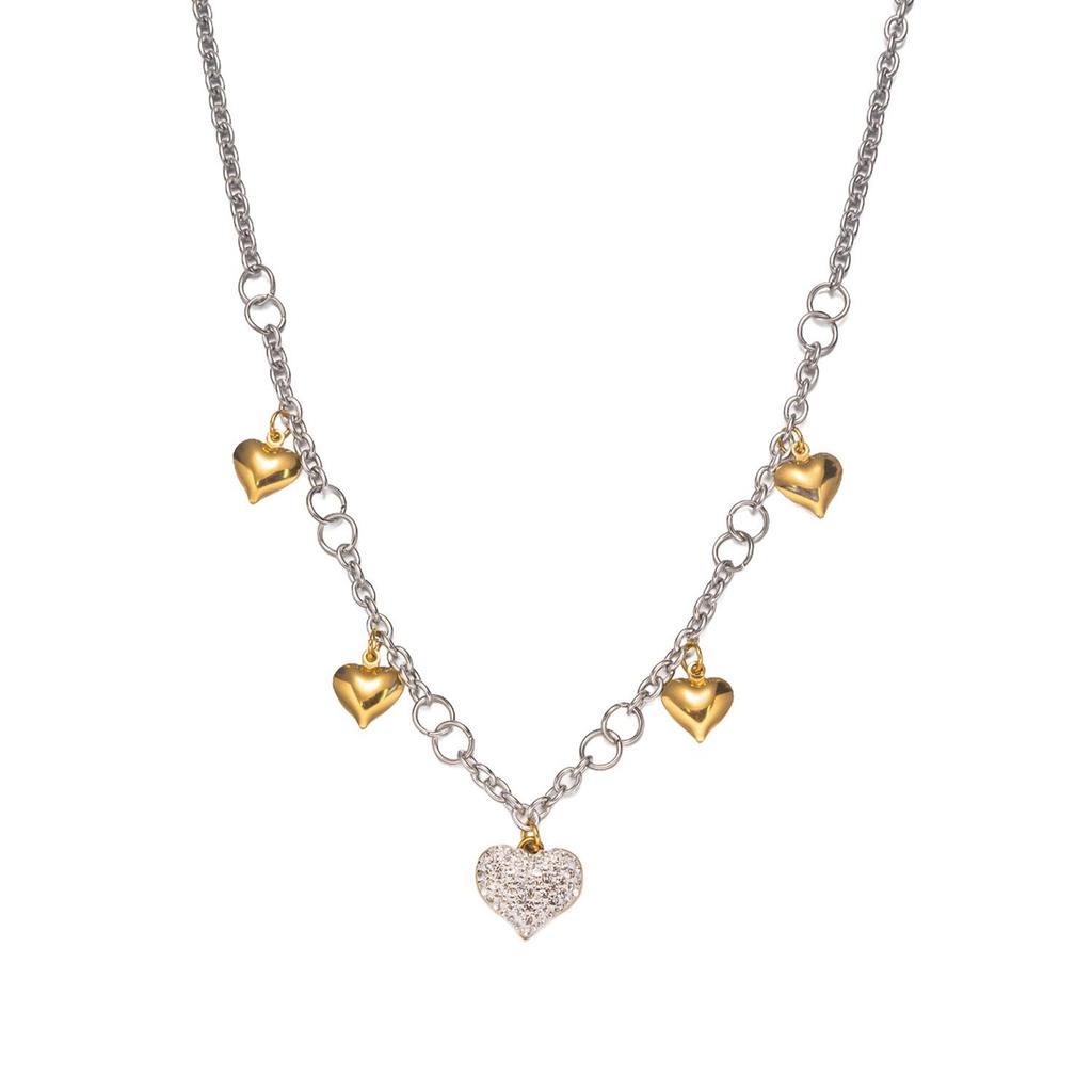 Europäischer Bestseller: 18K Goldplattiertes Edelstahl Herz Anhänger Halskette & Armband Set mit Zirkonia, Wasserdichter Schmuck.