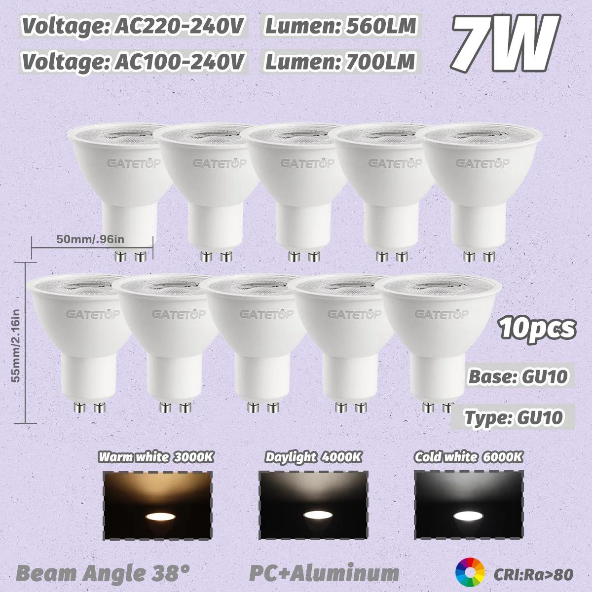 

10 Штук Високолюменна Світлодіодна Лампа 80+ CRI E27 E14 Міні-Лампа 7W GU10 MR16 C37 G45 GX53 Лампочки AC 110V 220V для Домашнього Освітлення Кабінету AC220-240V&Natural light 4000K