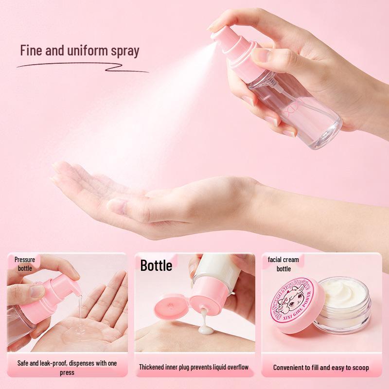 xixi Multi-Purpose 5-Piece Travel Set: Refillable Bottles for Cosmetics, Face Cream, Lotion, and Perfume.