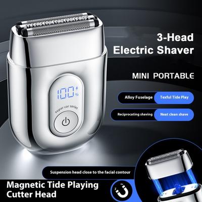 Mini Electric Shaver LED Display USB Rechargeable Waterproof 3-Head Portable Travel Shaving Razor Men Beard Trimmer Hair Remover Tool