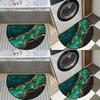 1Pcs Nordic Marble Texture Semi-Circular Carpet Emerald Green Gold Foil Non-Slip Decorative Mat 2D Print Aesthetic Rug for Front Door Porch