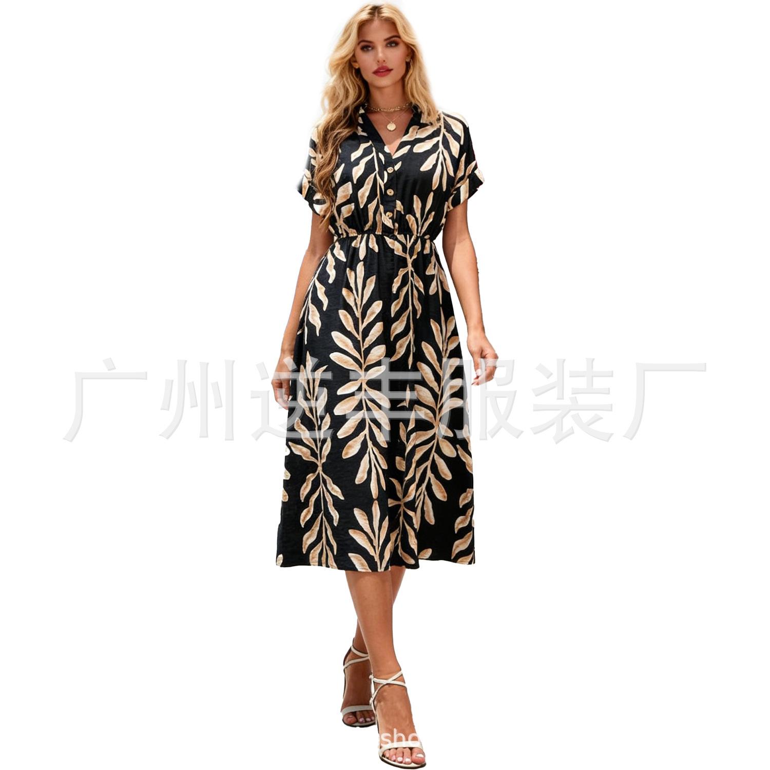 Summer Amazon bestseller women s wear, European and American cross-border foreign trade hot-selling new loose bohemian cotton dress S чёрный