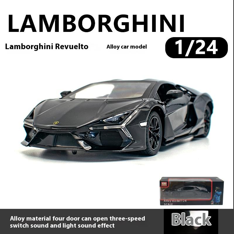 1/24 Scale Lamborghini Revuelto Alloy Toy Car Toys Sprayable Lifting Tail Wing Acoustic and Light Return Force Trend Sports Car Model Play
