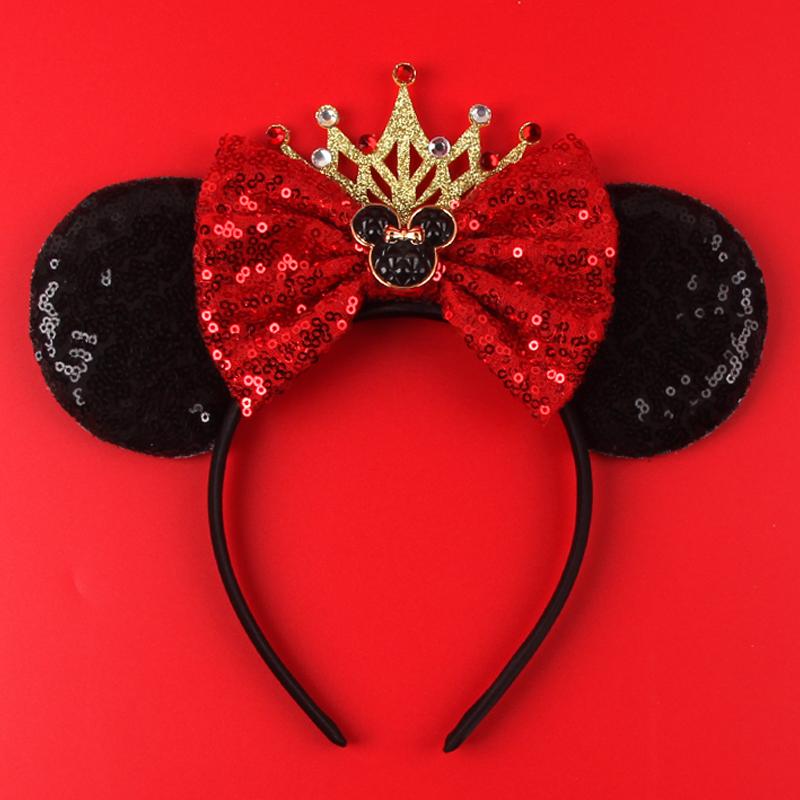 Halloween Mouse Ears Headband Sequins Bow Hairband For Women Featival Party DIY Hair Accessories Boutique