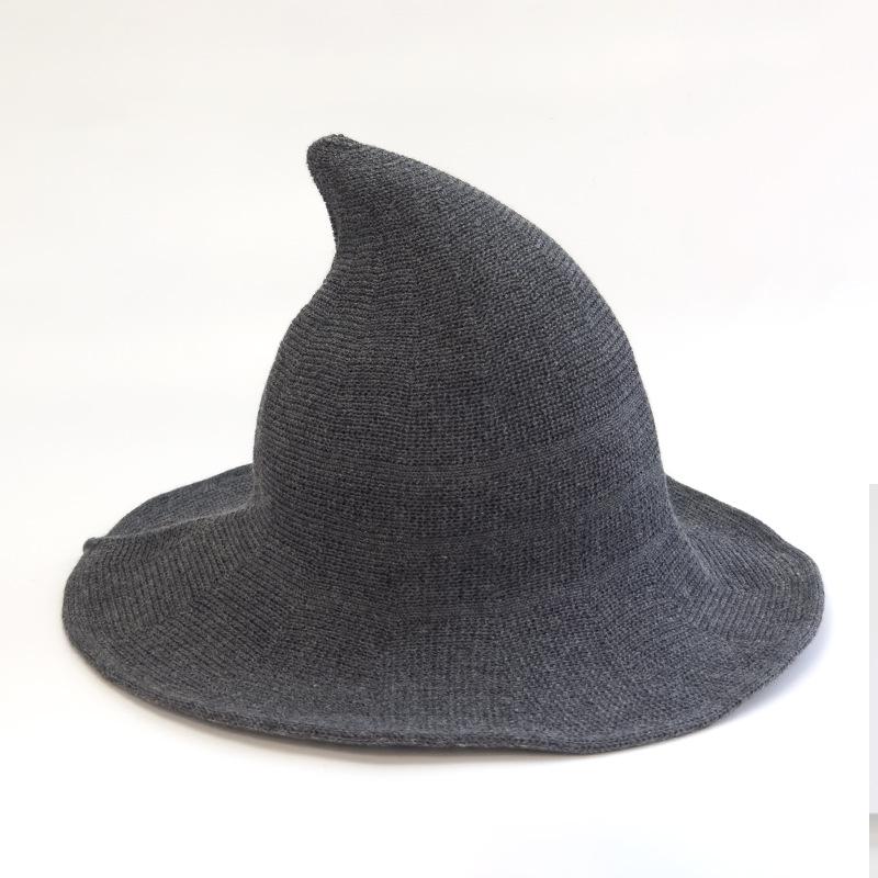 Halloween Spetsig Hexehatt: Vikbar Stickad Trollkarlshatt