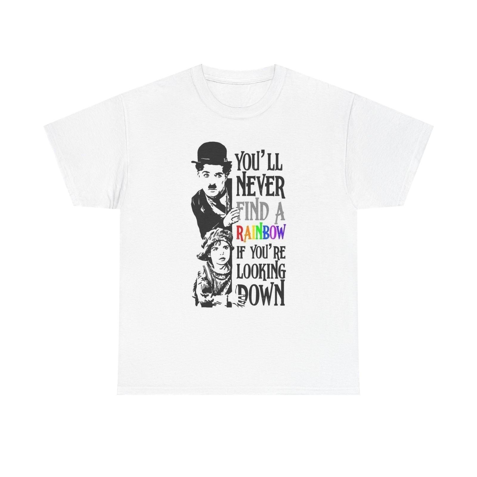 Charlie Chaplin Rainbow Graphic T Shirt Brand New Cotton Tee L