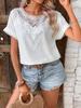 Chiffon Loose Solid Dot Chiffon Cedar Pullover T-shirt Butterfly Sleeve Top Women's Clothing