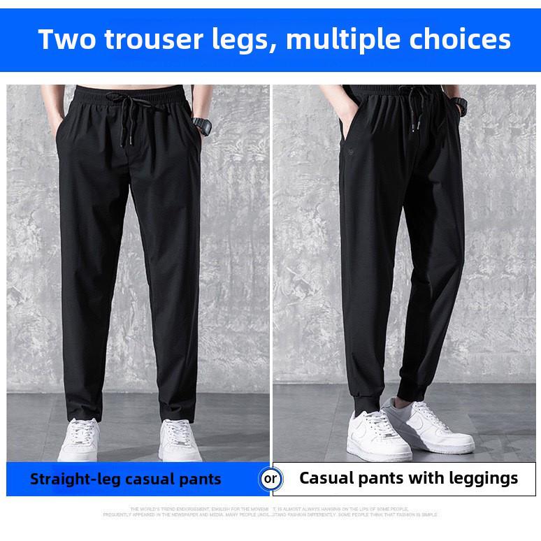 Men's Summer Ice Silk Leggings: Korean Trendy, Lightweight, Slim-Fit Casual Sports Pants
