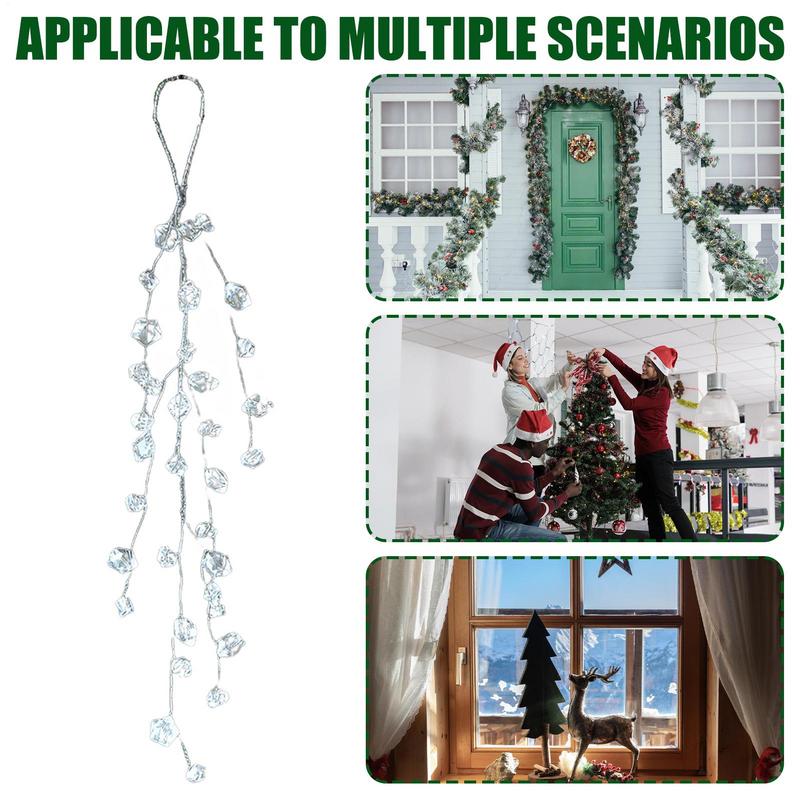 Christmas Water Drop Pendant Clear Acrylic Christmas Pendants 2Pieces Tree Pendants Water Drop Icicle Home Decoration Christmas