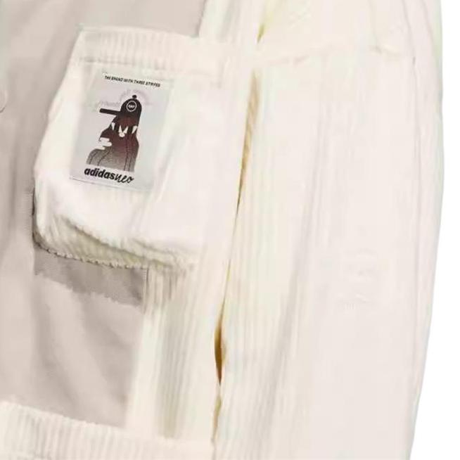 Adidas Neo Color Block Casual Corduroy Long Sleeve Jacket Men Jacket Off-White Light-Brown IK5085