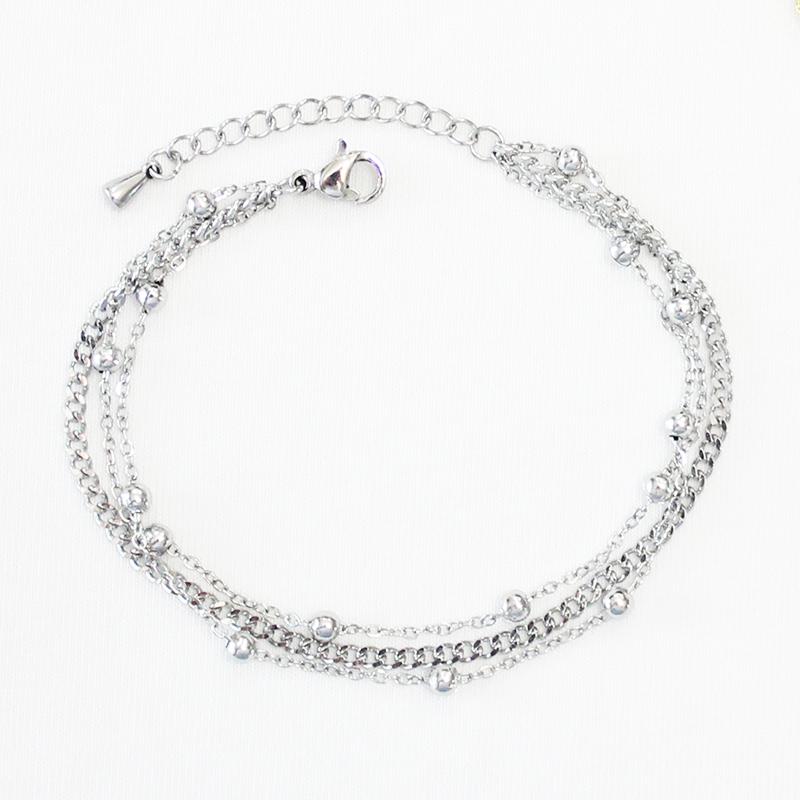 Kwaliteit Sieraden Klassiek Vrouwen Cadeau Waterdicht Duurzaam Niet-vervagend Metaal Roestvrij Staal Dubbele Rij Kralenketting Prachtige Armbanden