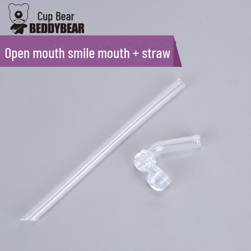 Original Bear Silicone Straw Cup Set: Includes Suction Cup, Mouthpiece, Hose, and Coaster for Kids' Learning and Drinking.