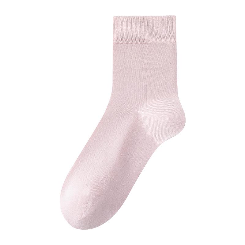 Women's Mid-Calf Mulberry Silk Maternity Socks - Antibacterial, Deodorant, Solid Color, Four Seasons Style