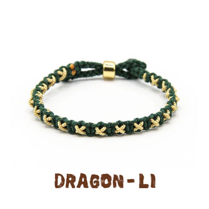 

Dragon Li DRAGEN-Li XINGX Ремешок для переноски Ручной работы Подарок для пары Украшение Подарок для лучшей подруги Черно-золотой браслет 15cm Dark green gold