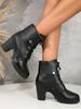 Fashion High Heels Women Ankle Boots Lace Up Spring and Fall Platform Ladies Boots Large Size 40 41 42 Fashion Leather Shoes Black Brown