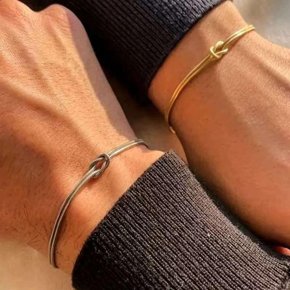 Fashion Minimalist Knot Wrap Couple Bracelet Double Layer Snake Chain Unique Gift for Her